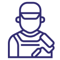 Icon of a construction worker holding a paint roller.